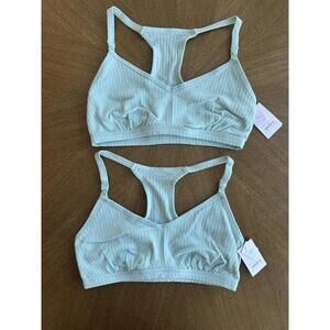 NEW (Set Of 2) Women’s Auden Green Blue Racerback Cotton Nursing Bra Size M